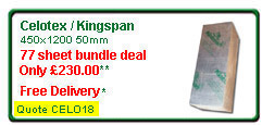 Celotex / Kingspan 450x1200 50mm. 70 sheet bundle deal only &pound;235.00 +VAT